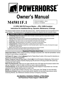 Product Manual for Pressure Washer