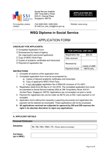 WSQ Diploma in Social Service APPLICATION FORM