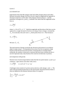 1 Lesson 2 (1) Coulomb`s law Experiments show that like charges