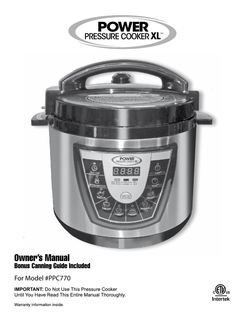 Pressure Cooker Xl Manual
