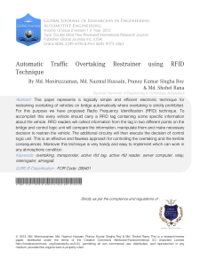 Automatic Traffic Overtaking Restrainer using