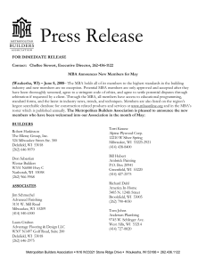 Press Release - Metropolitan Builders Association