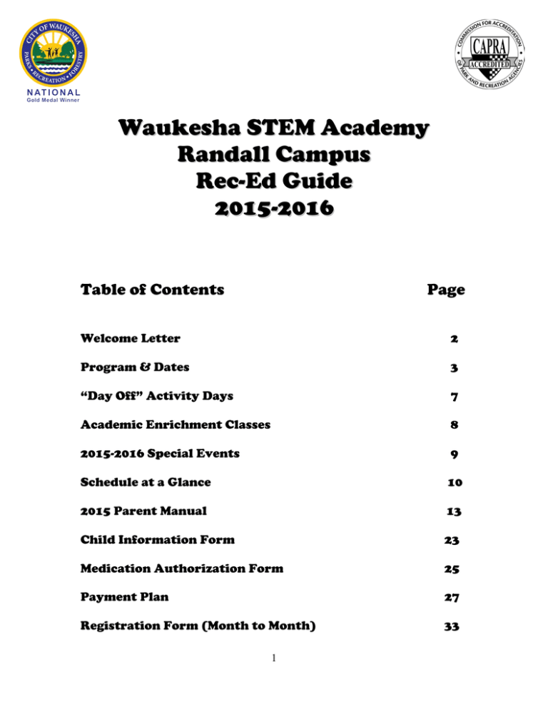 Waukesha STEM Academy Randall Campus Rec