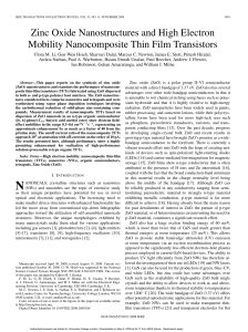 Zinc Oxide Nanostructures and High Electron Mobility