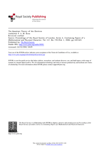 Dirac`s Formulation of the Electron