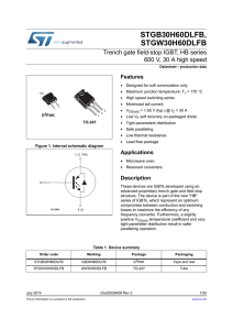 Trench gate field-stop IGBT, HB series 600 V, 30 A high speed