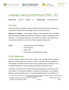 Language, Literacy and Numeracy Policy