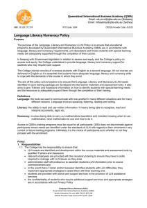 Language Literacy Numeracy Policy