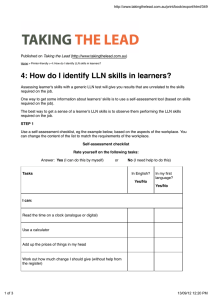 4: How do I identify LLN skills in learners?