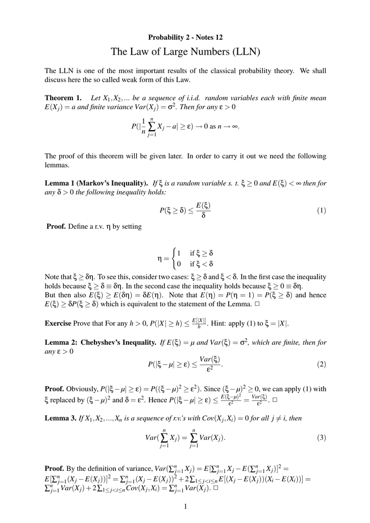 The Law Of Large Numbers Lln