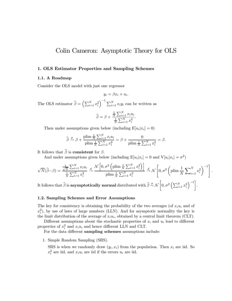 Colin Cameron Asymptotic Theory For Ols