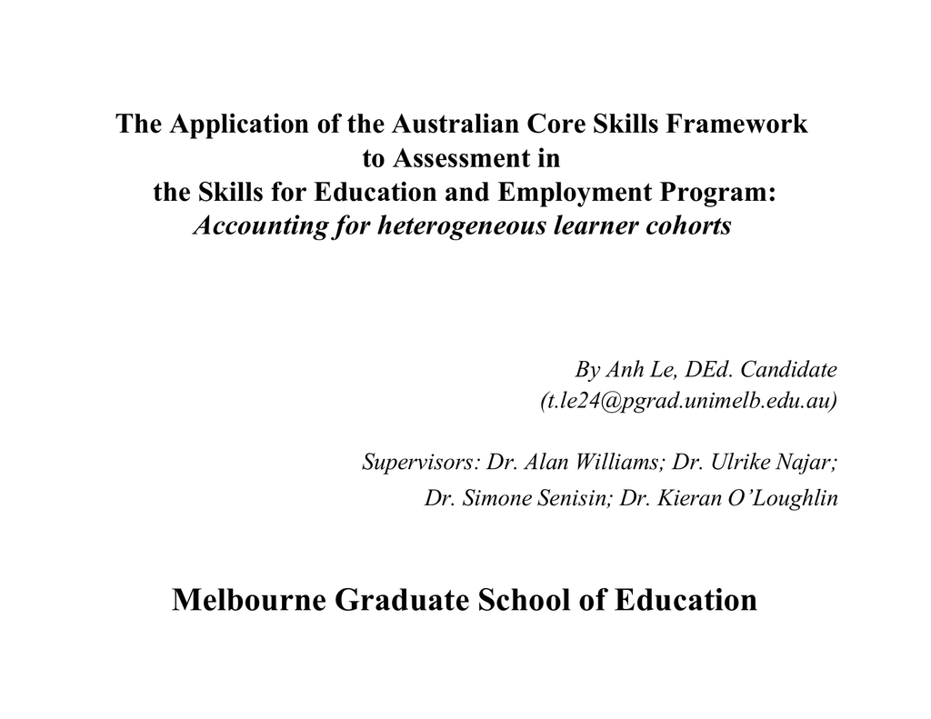The Application of the Australian Core Skills Framework to