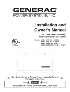 Installation And Owner`s Manual