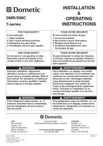 Dometic DMR/DMC Series Refrigerators Manual