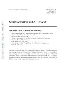 Global Symmetries and N= 2 SUSY
