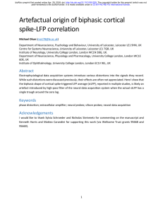 Artefactual origin of biphasic cortical spike-LFP correlation