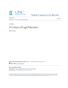A Century of Legal Education - Carolina Law Scholarship Repository