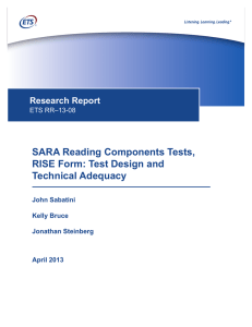 SARA Reading Components Tests, RISE Form: Test Design and