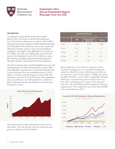 September 2014 Annual Endowment Report Message from the CEO