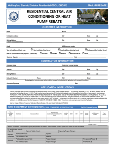 residential central air conditioning or heat pump rebate