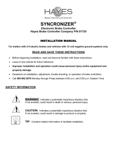 Instruction Manual - Hayes Towing Electronics