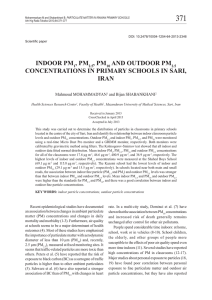 INDOOR PM , PM , PM AND OUTDOOR PM CONCENTRATIONS IN