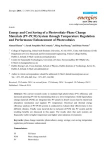 Energy and Cost Saving of a Photovoltaic-Phase