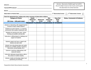 Librarians Observation Walk Through Tool