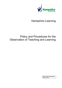 Policy on the Observation of Teaching and Learning