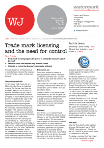 Trade mark licensing and the need for control