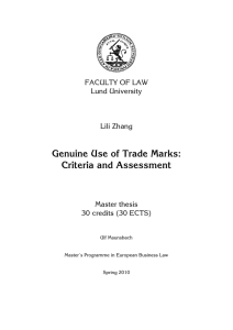 Genuine Use of Trade Marks: Criteria and Assessment