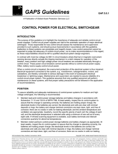 Control Power For Electrical Switchgear
