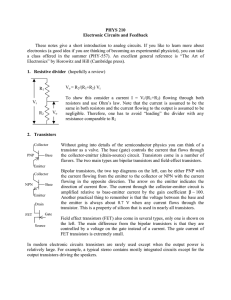 PHYS 210 Electronic Circuits and Feedback These notes give a