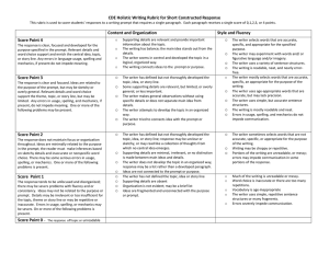 CDE Holistic Writing Rubric for Short Constructed Response