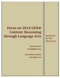 Focus on 2014 GED® Content: Reasoning through Language Arts