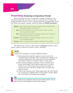 Prewriting Analyzing an Expository Prompt Try It! Tip