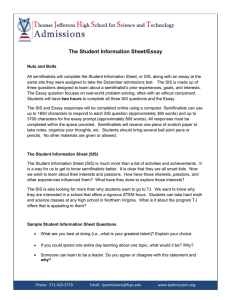 The Student Information Sheet/Essay