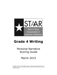 2015 STAAR Grade 4 Personal Narrative Scoring Guide