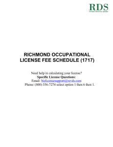 richmond occupational license fee schedule (1717)