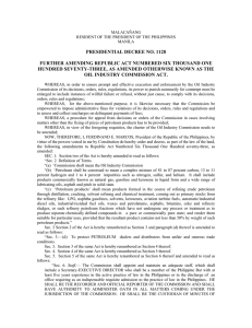 PD 1128 Amending RA 6173(Oil Industry Commission Act)