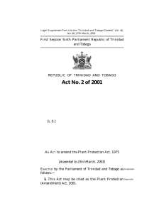 The Plant Protection (Amendment) Act, 2001