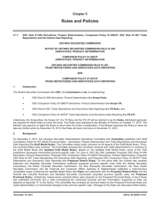 OSC Rule 91-506: Derivatives - Ontario Securities Commission