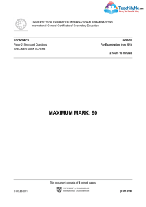 Mark Scheme for Specimen Question Paper 2