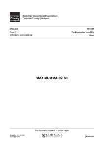 English - Specimen paper 1 - Mark scheme