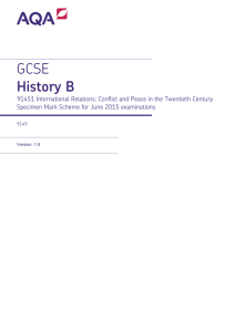 GCSE History B Specimen mark scheme Unit 01