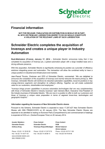 Schneider Electric completes the acquisition of - Info