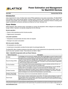 Power Estimation and Management for MachXO2 Devices