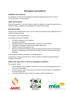 Emergency procedures - Workplace Health and Safety