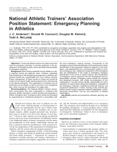 Emergency Planning in Athletics - National Athletic Trainers