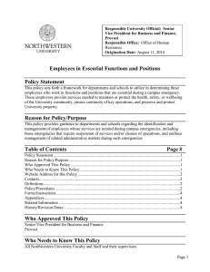 Employees in Essential Functions and Positions